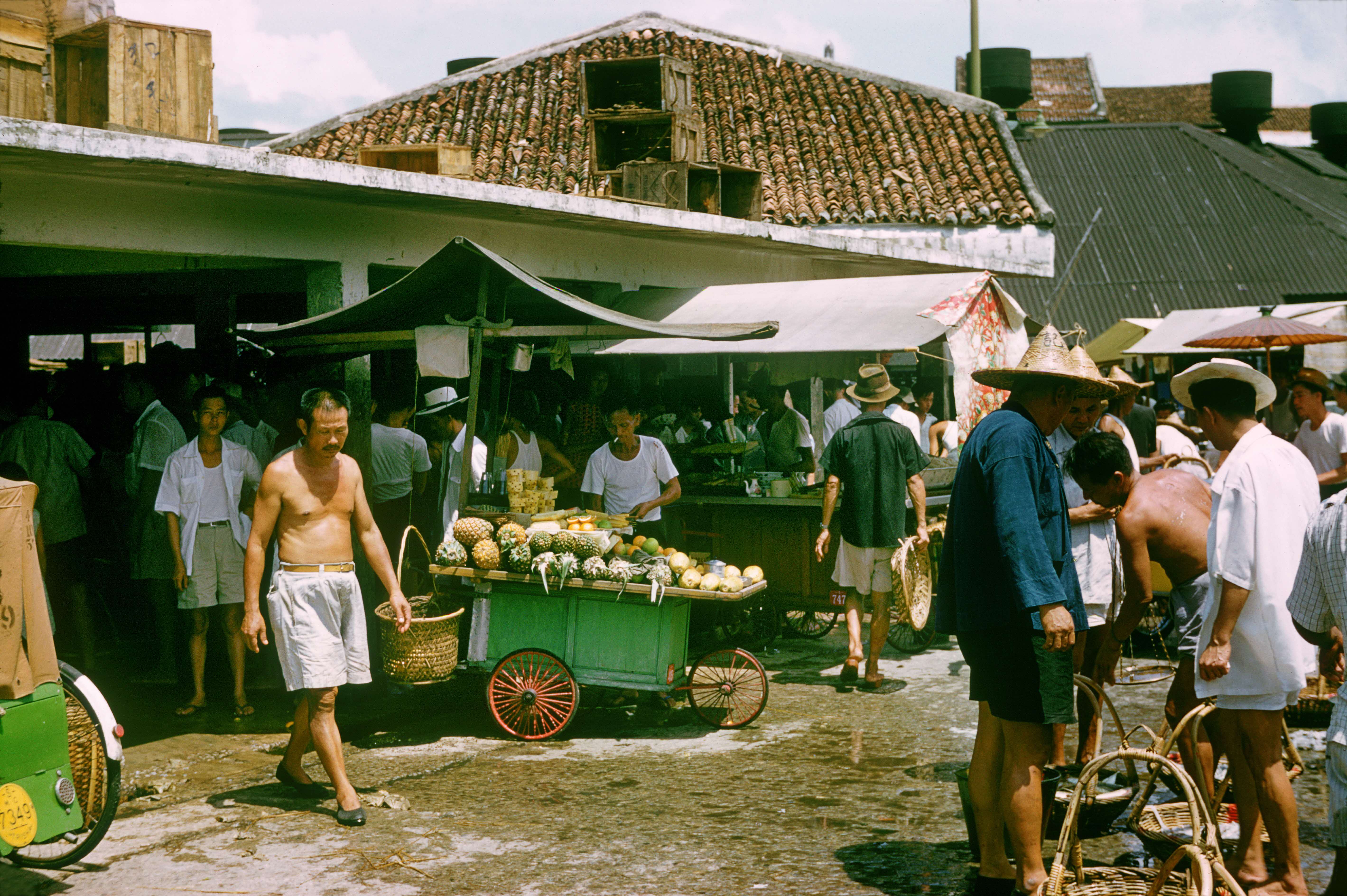 Fruit stands at Ellenborough Market, 1950s